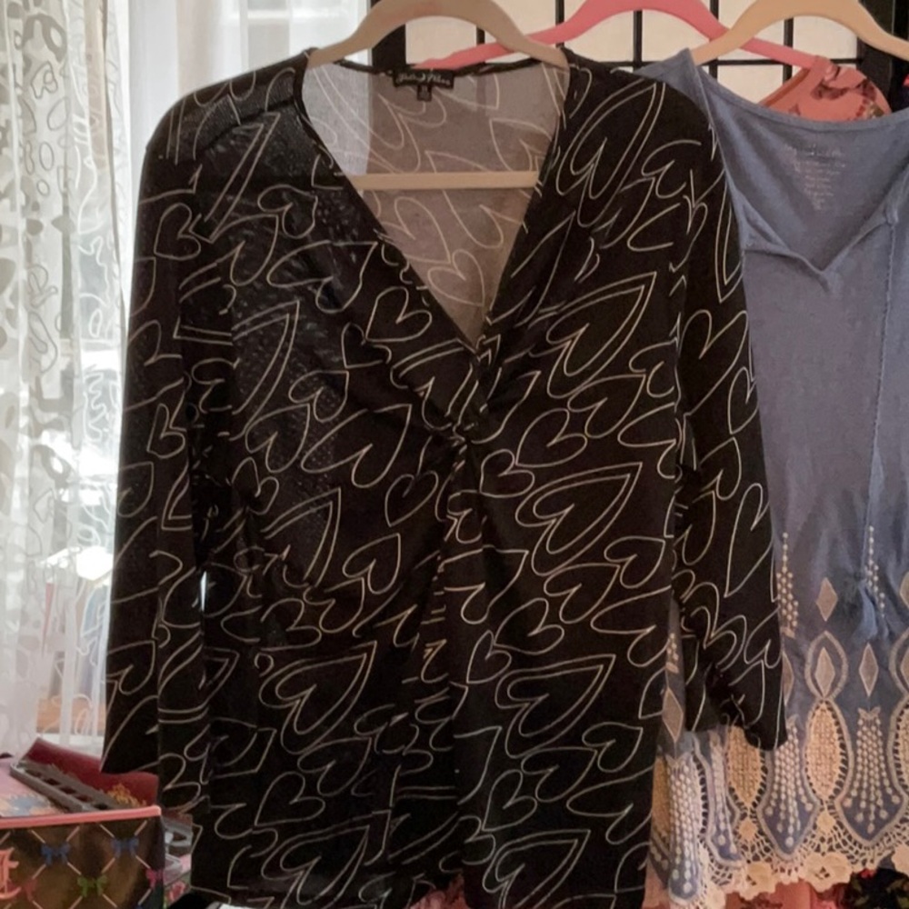 Jade Moon Black Hearts Blouse